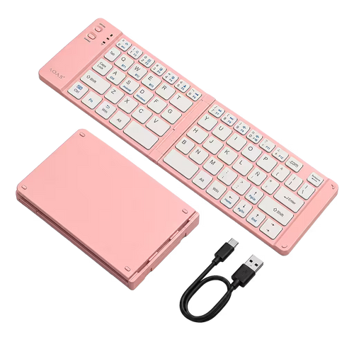 Teclado Plegable Bluetooth AOAS A-1006 Rosado - Inalámbrico Portátil QWERTY
