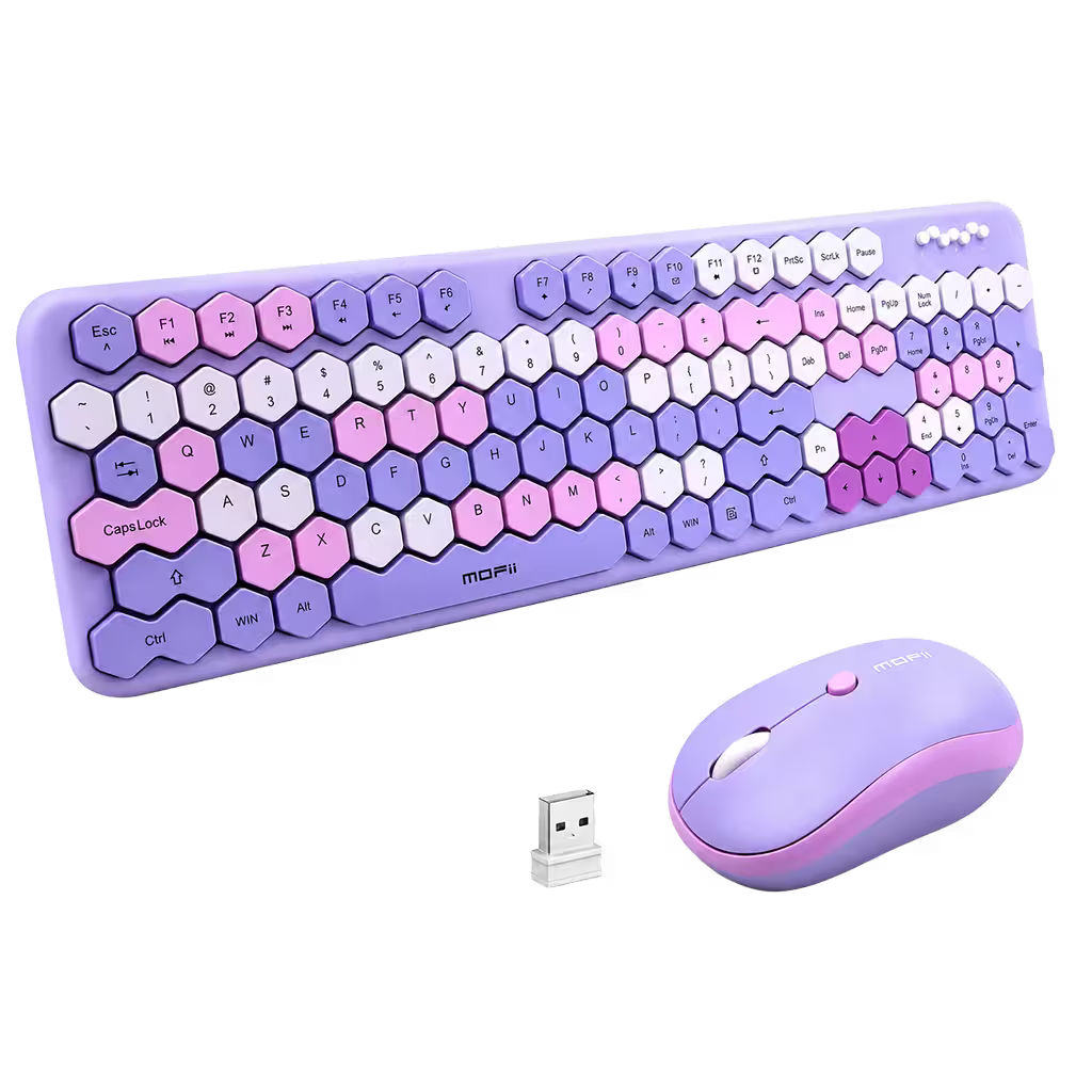 Combo Teclado y Mouse MOFII Honey — Morado | Inalámbrico 2.4G 1200 DPI Membrana
