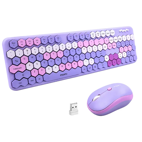 Combo Teclado y Mouse MOFII Honey — Morado | Inalámbrico 2.4G 1200 DPI Membrana