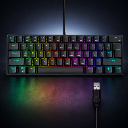 Teclado Mecánico T-Wolf T61 Pro-Gamer | 63 Teclas RGB Anti-Ghosting USB