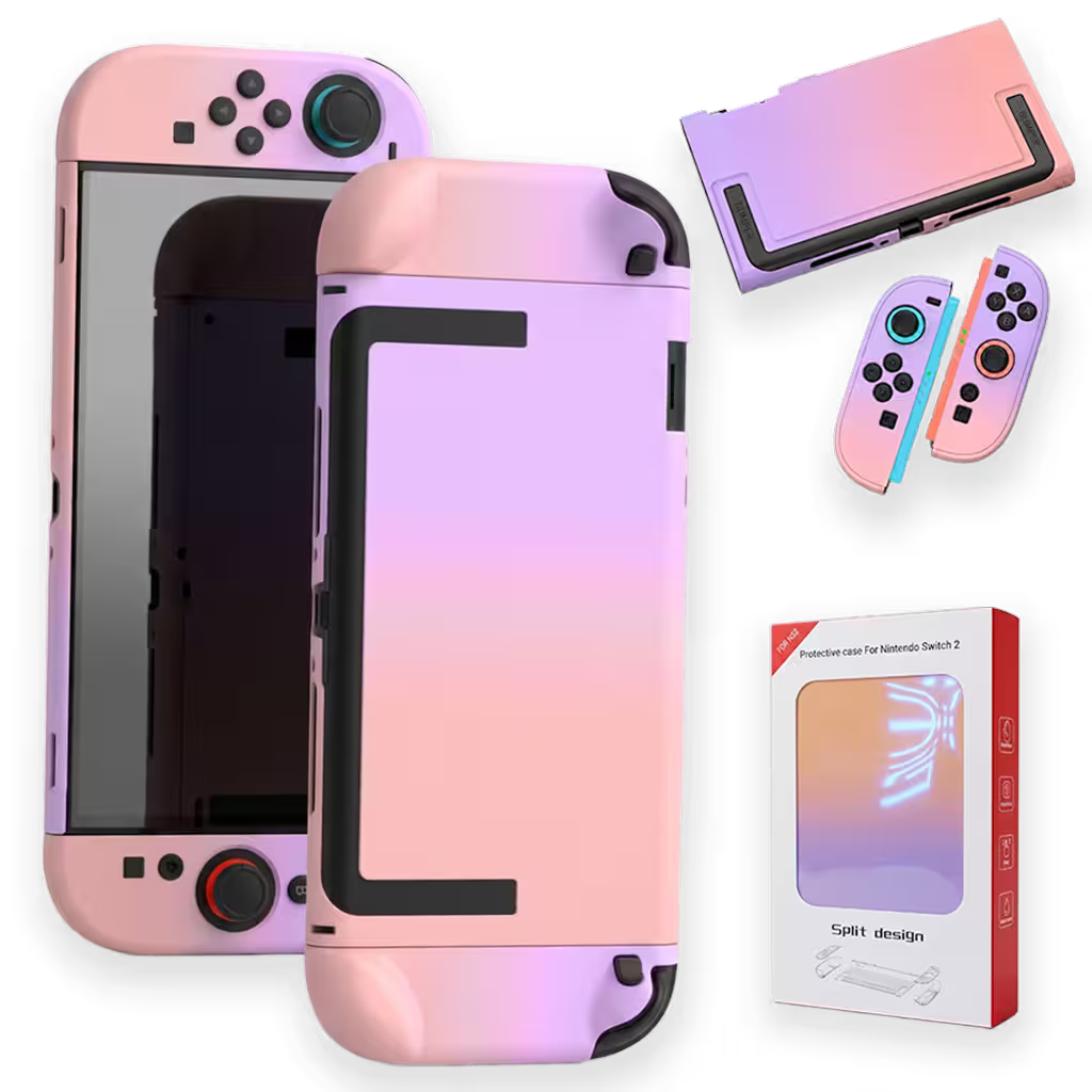 Carcasa Protectora Nintendo Switch 2 | Acrílica Degradado Rosado y Lila