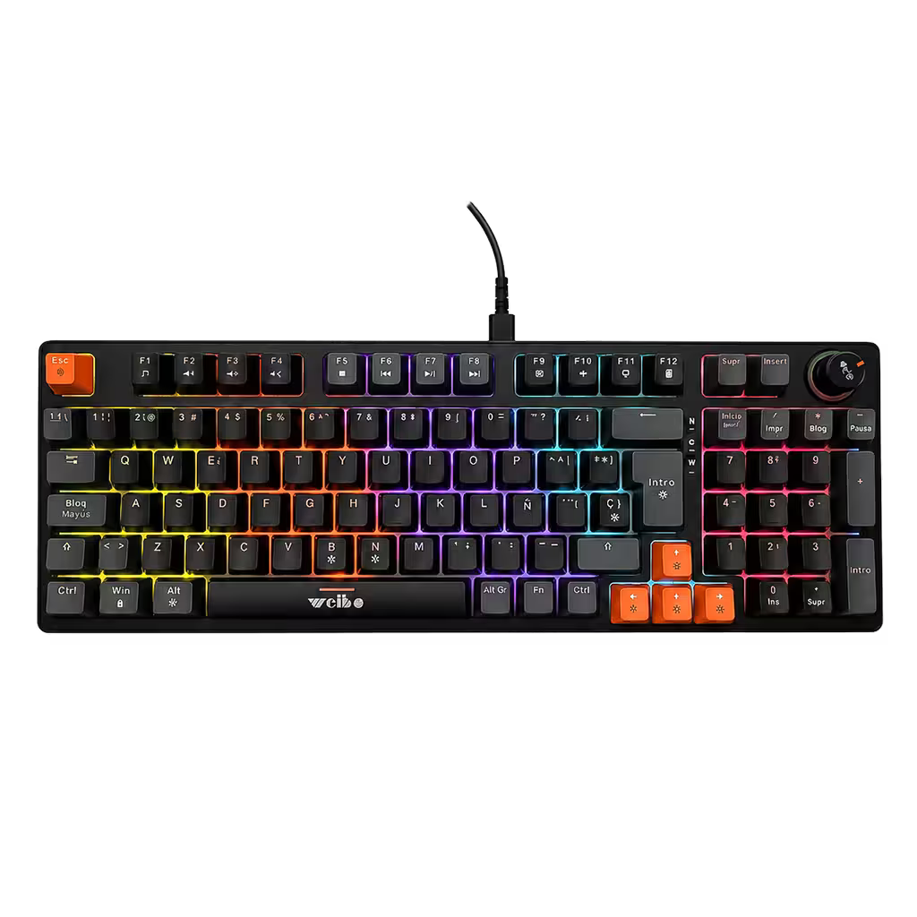 Teclado Mecánico Weibo WB-666 Negro – Switches Red | 97 Teclas | Iluminación Dinámica | Cable