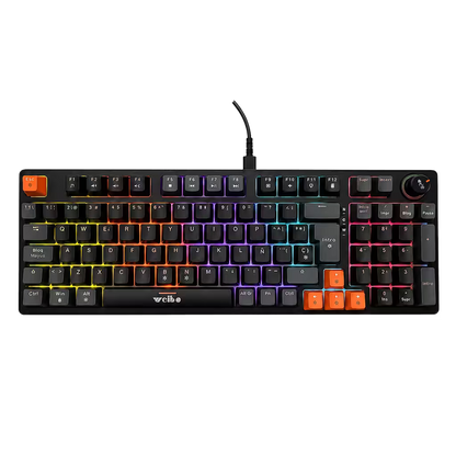Teclado Mecánico Weibo WB-666 Negro – Switches Red | 97 Teclas | Iluminación Dinámica | Cable