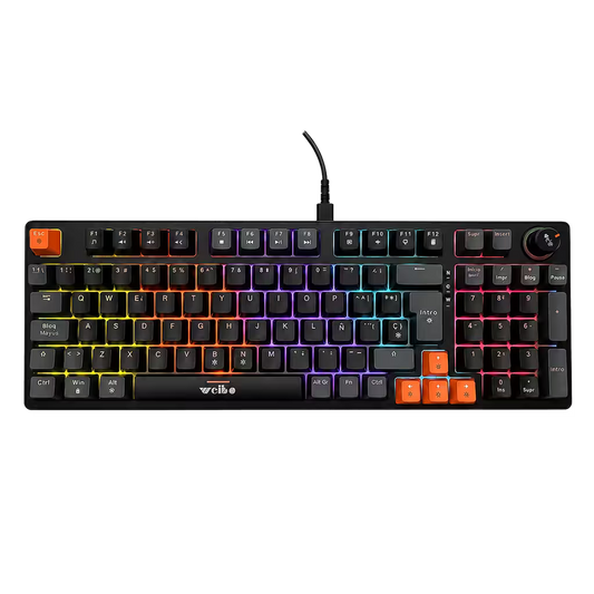 Teclado Mecánico Weibo WB-666 Negro – Switches Red | 97 Teclas | Iluminación Dinámica | Cable