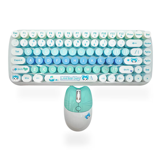 COMBO TECLADO Y MOUSE INALAMBRICO CANDY-AZUL