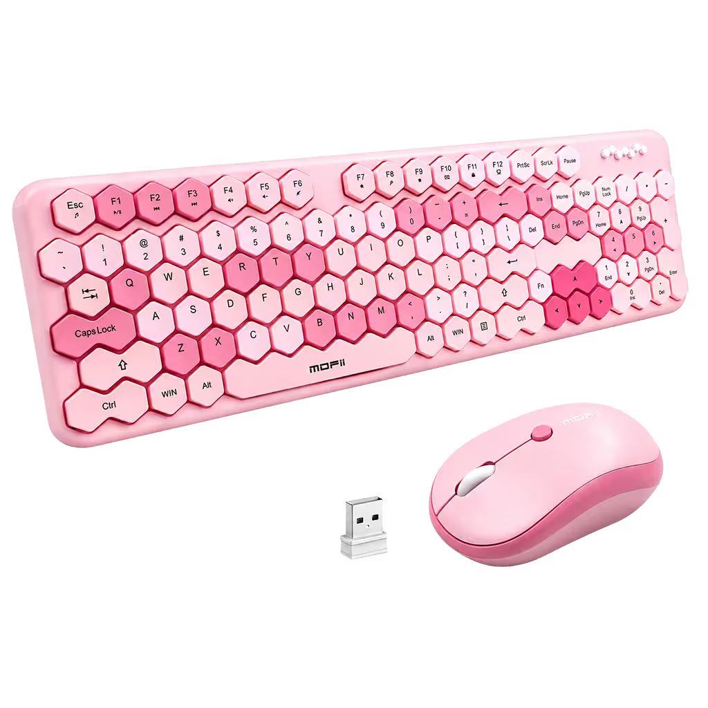 Combo Teclado y Mouse MOFII Honey — Rosado | Inalámbrico 2.4G 1200 DPI Membrana