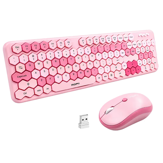 Combo Teclado y Mouse MOFII Honey — Rosado | Inalámbrico 2.4G 1200 DPI Membrana