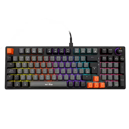 Teclado Mecánico Weibo WB-666 Gris – Switches Red | Iluminación Dinámica | Full-Size | Cable