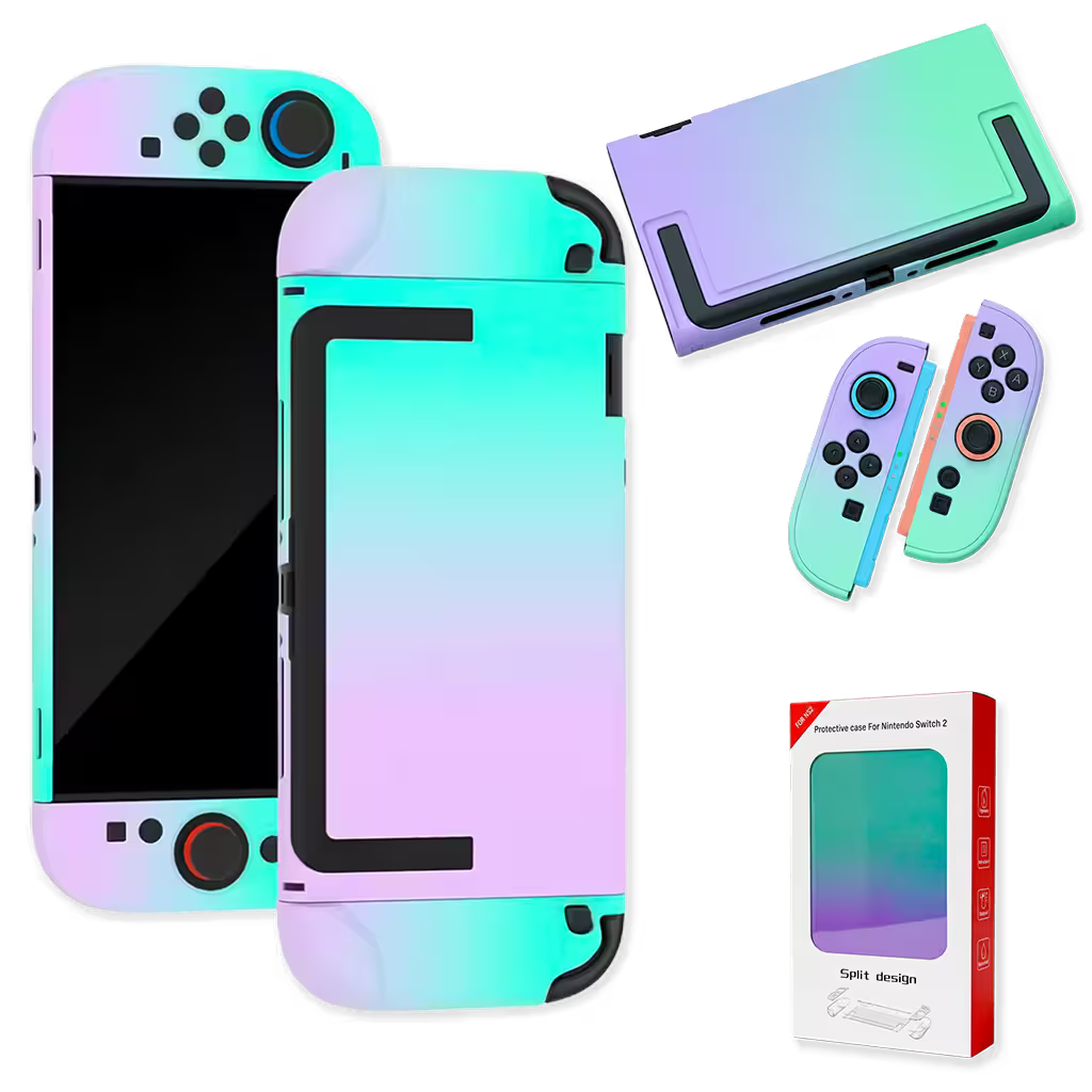 Carcasa Protectora Nintendo Switch 2 | Acrílica Degradado Verde Menta y Lila