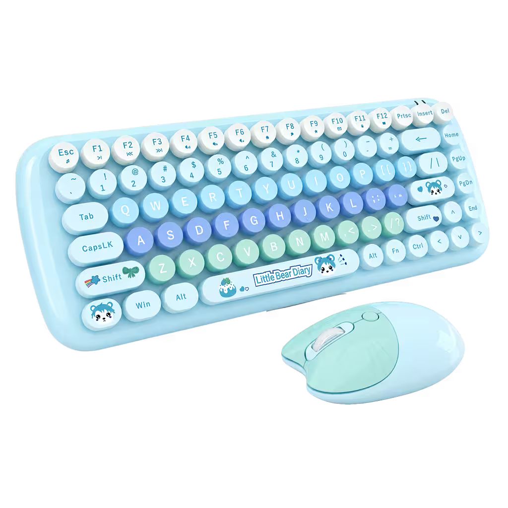 Combo Teclado y Mouse Inalámbrico MOFII Candy — Azul | 2.4G Silencioso 1200 DPI Compacto