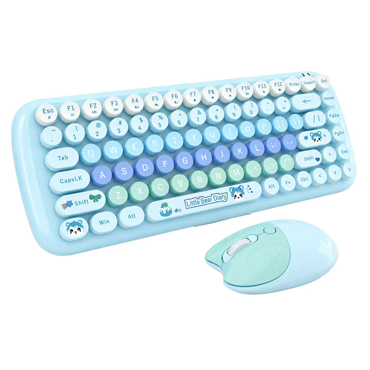 Combo Teclado y Mouse Inalámbrico MOFII Candy — Azul | 2.4G Silencioso 1200 DPI Compacto