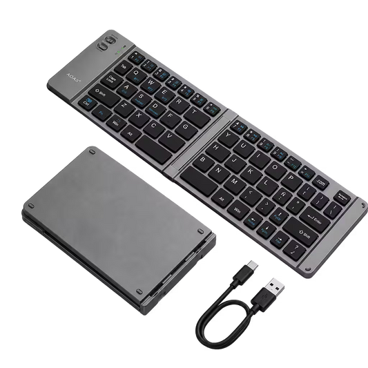 Teclado Plegable Bluetooth AOAS A-1006 Negro – Compacto | QWERTY con Ñ | BT + USB | Portátil