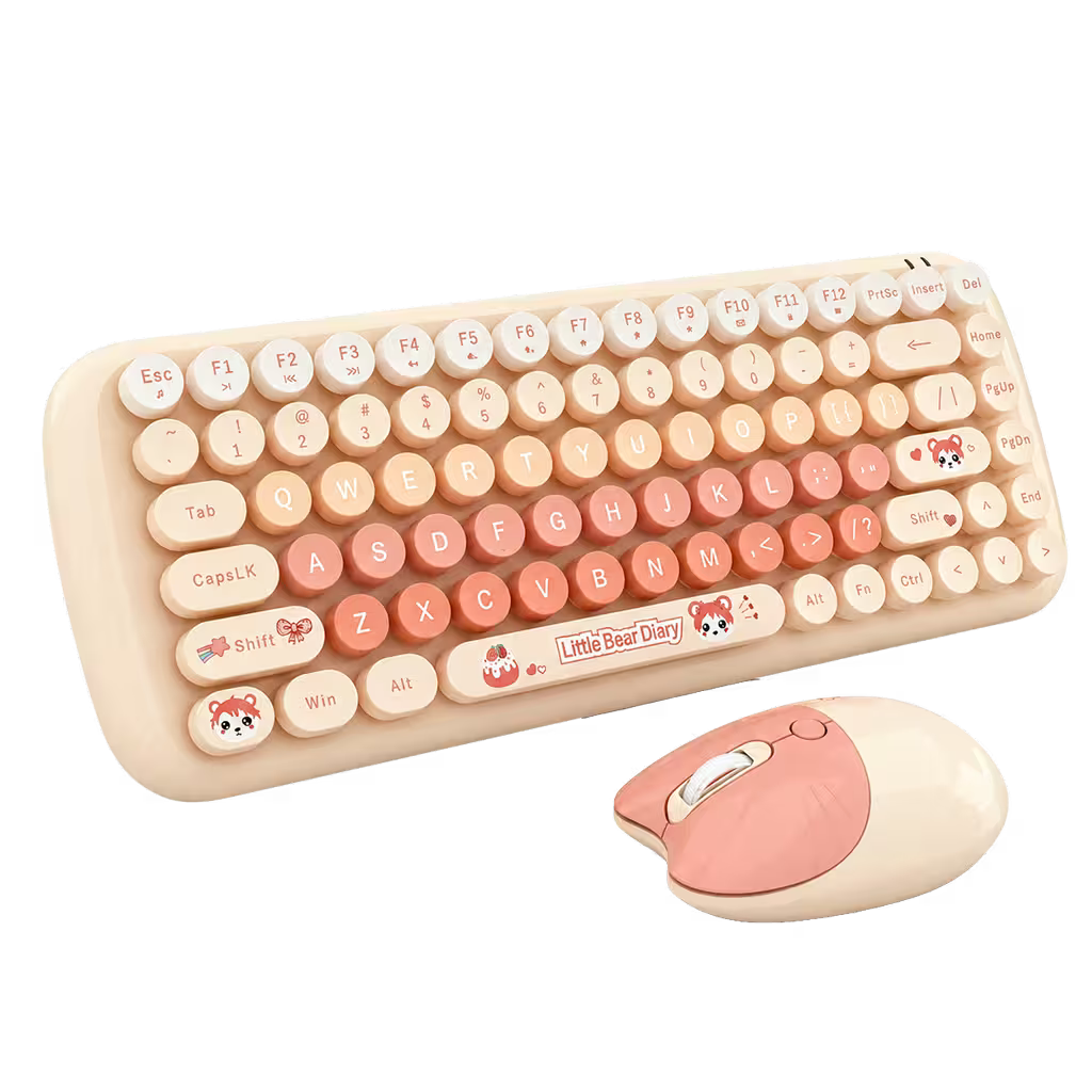 Combo Teclado y Mouse Inalámbrico MOFII Candy — Habano | 2.4G Silencioso 1200 DPI Compacto