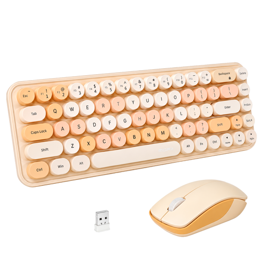 Combo Teclado y Mouse Inalámbrico MOFII Retro — Habano | 68 Teclas Redondas 2.4G Receptor Único