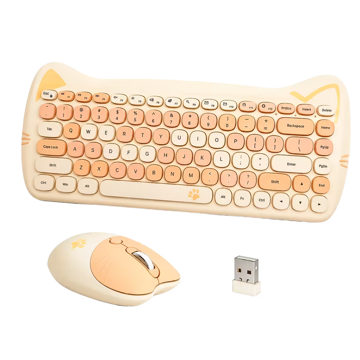 Combo Teclado + Mouse Inalámbrico GEEZER Gato Habano – 2.4G | 1600 DPI | Silencioso | Compacto Kawaii | Plug & Play