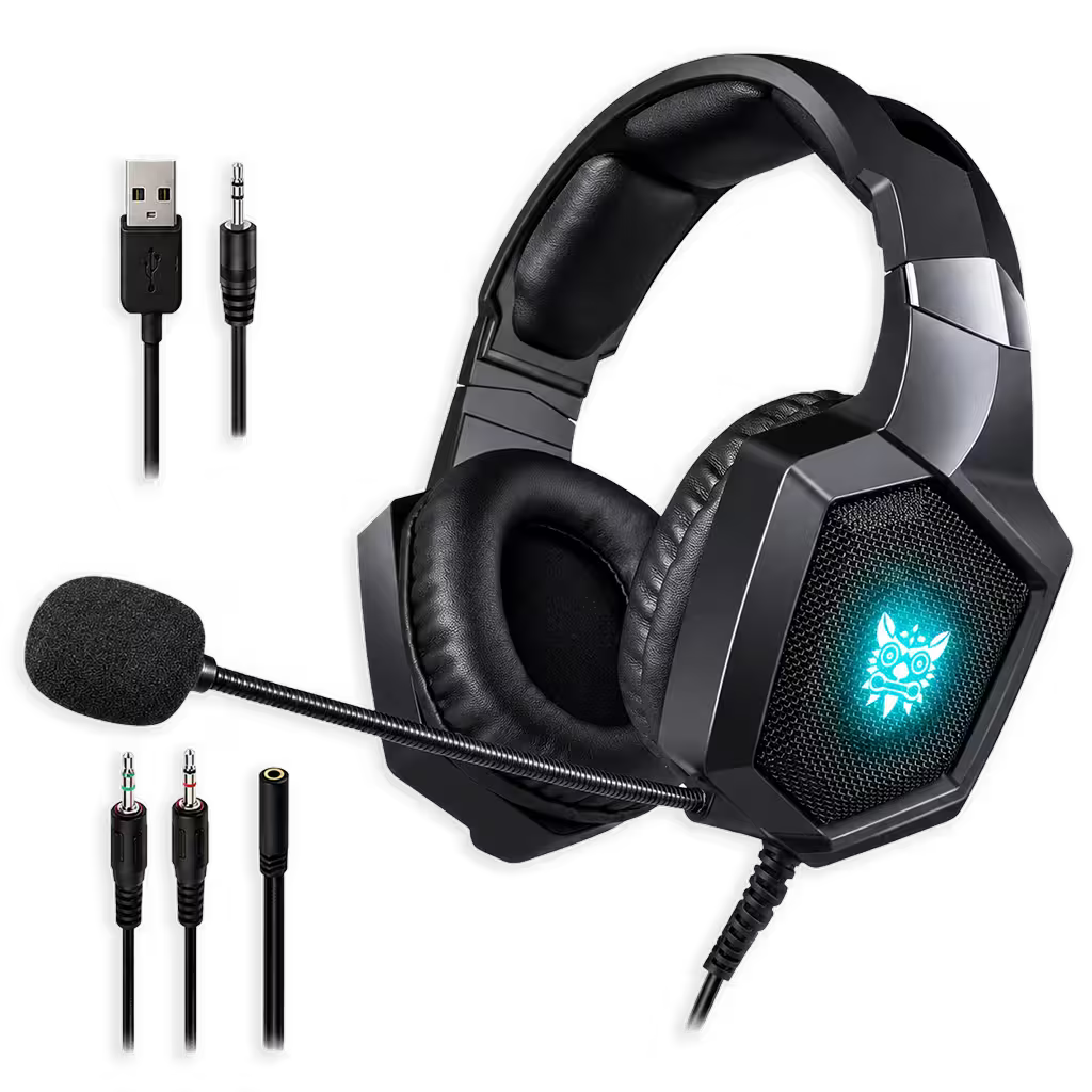 Diadema Gamer ONIKUMA K8 LED RGB Negra - Micrófono 360°