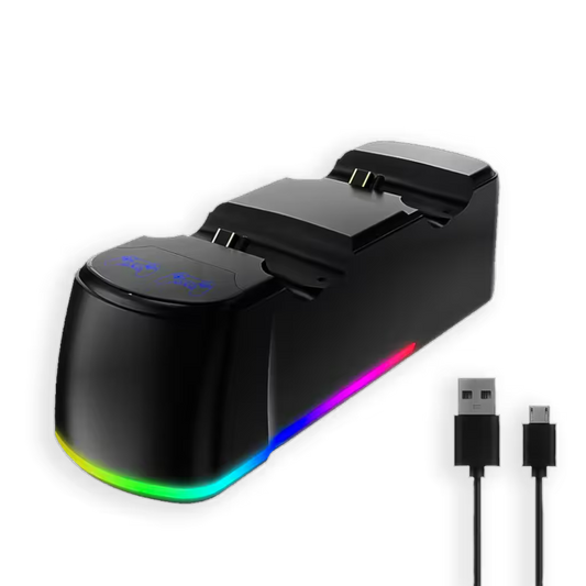 Base de Carga Dual PS4 RGB Negra – 2 Controles DualShock 4 | PS4, Slim y Pro