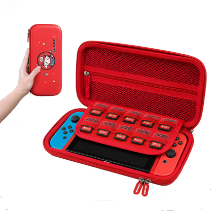Estuche Rígido Nintendo Switch 1 y OLED – Diseño Rojo | 10 Cartuchos | Bolsillo Malla | NO Switch 2