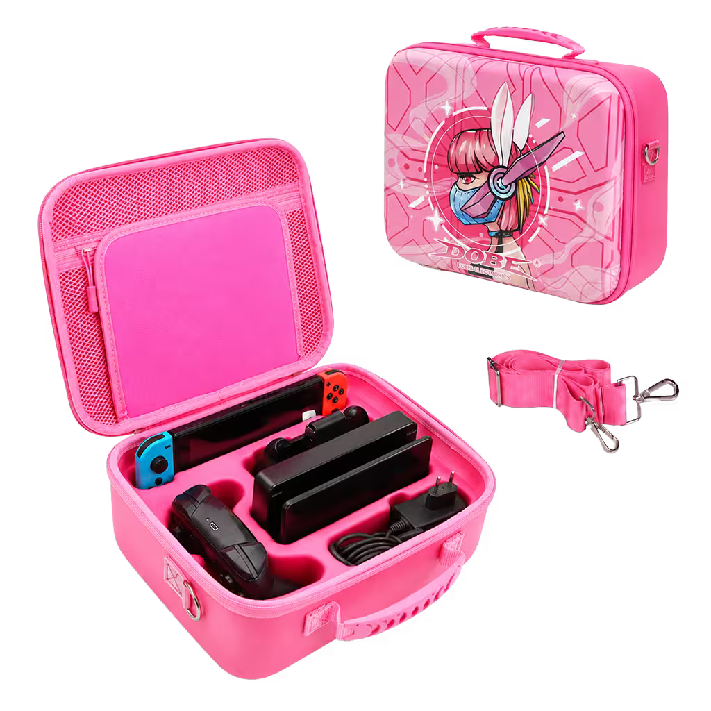 Maleta Viajera Nintendo Switch 1 y OLED – Diseño Anime Rosa | EVA Rígida