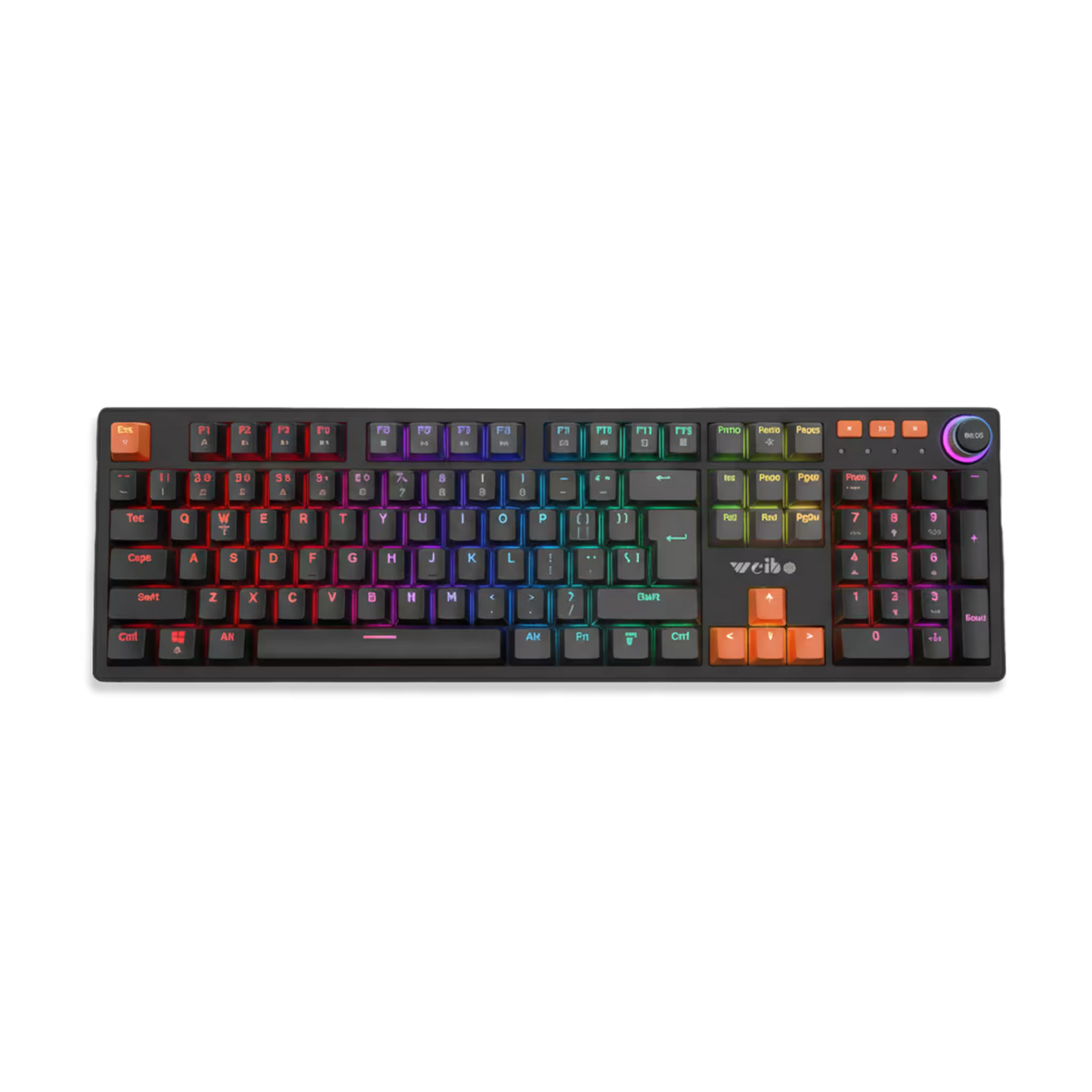 Teclado Mecánico Weibo WB-555 RGB Negro — Switches Rojos Full-Size 104 Teclas Cable
