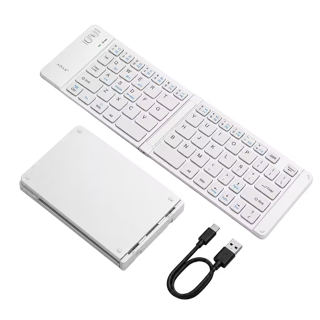 Teclado Plegable Bluetooth AOAS A-1006 Blanco - Inalámbrico Portátil QWERTY
