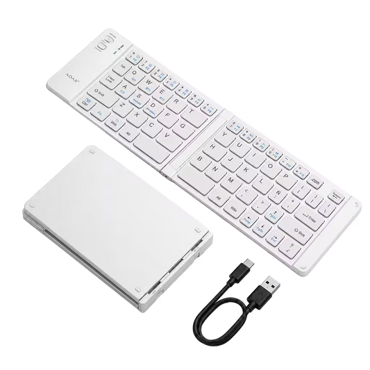 Teclado Plegable Bluetooth AOAS A-1006 Blanco - Inalámbrico Portátil QWERTY