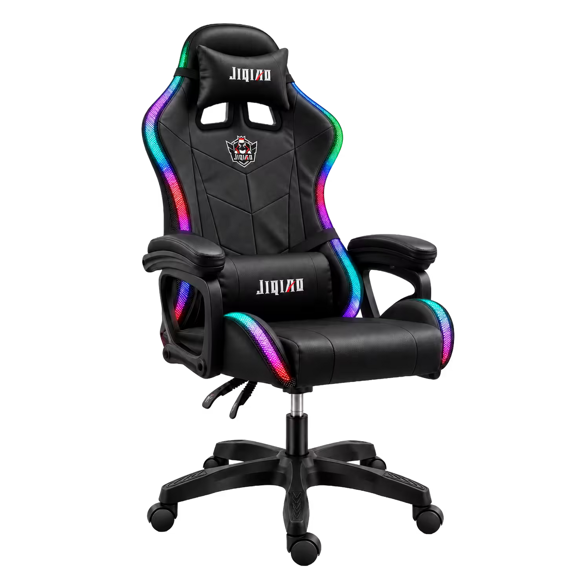 Silla Gamer JIQIAO Reclinable RGB – Iluminación LED Perimetral | Control Remoto 24 Botones | Reclinable 90–135° | Reposabrazos Articulados | Altura Ajustable