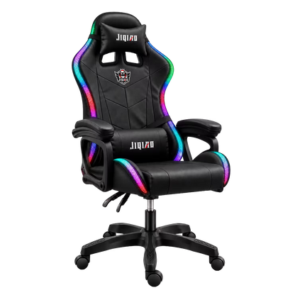 Silla Gamer JIQIAO Reclinable RGB – Iluminación LED Perimetral | Control Remoto 24 Botones | Reclinable 90–135° | Reposabrazos Articulados | Altura Ajustable