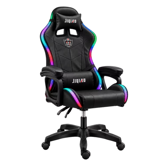 Silla Gamer JIQIAO Reclinable RGB – Iluminación LED Perimetral | Control Remoto 24 Botones | Reclinable 90–135° | Reposabrazos Articulados | Altura Ajustable