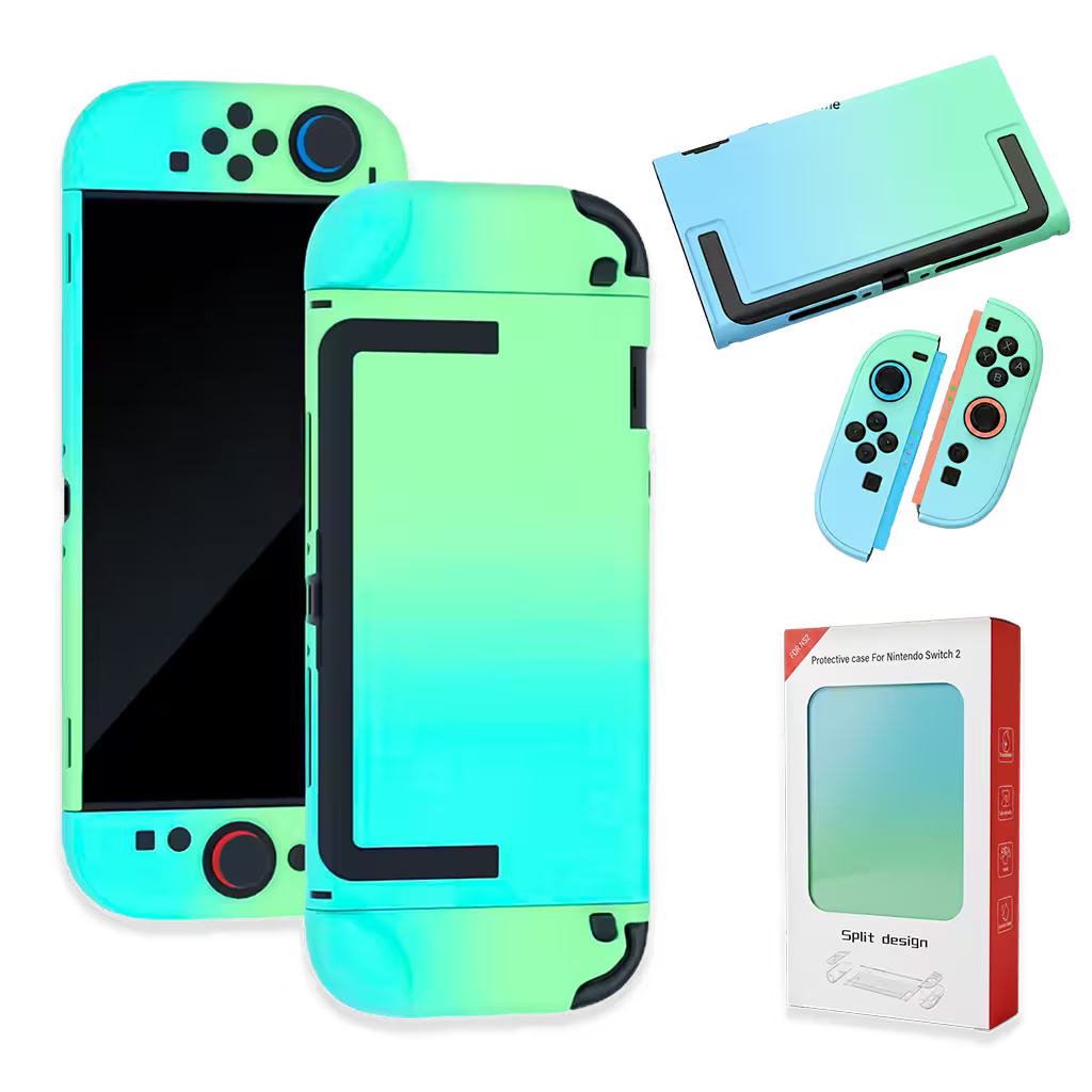 Carcasa Acrílica Nintendo Switch 2 – Degradado Verde Menta & Azul | Split Design