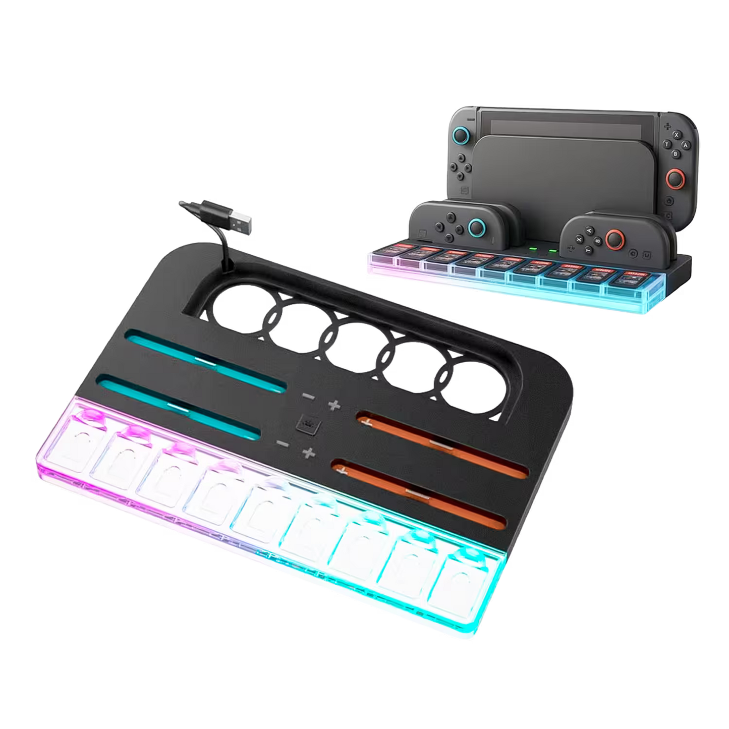 Base de Carga y Almacenamiento All-in-One Nintendo Switch 2 – RGB 7 Modos | 4 Joy-Con | 9 Tarjetas | USB