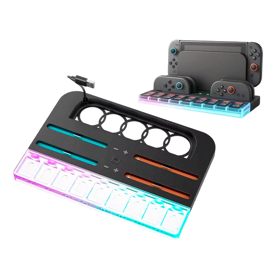 Base de Carga y Almacenamiento All-in-One Nintendo Switch 2 – RGB 7 Modos | 4 Joy-Con | 9 Tarjetas | USB