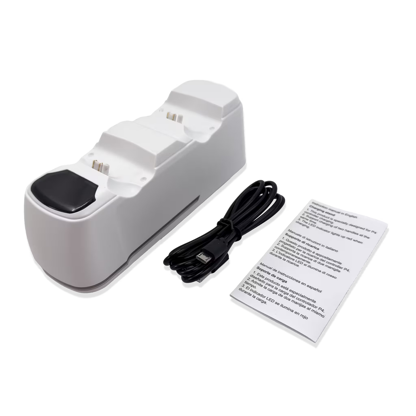Base de Carga Dual PS4 RGB Blanca - Cargador 2 Controles PlayStation 4 Slim Pro