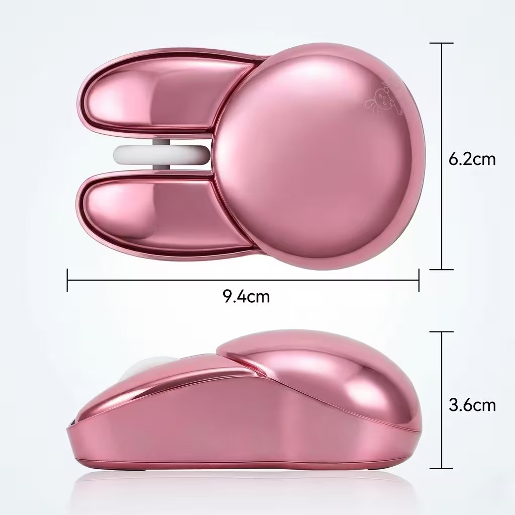 Mouse Inalámbrico Mofii M6 DM - Rosado Metalizado Rabbit Ear | Triple Conexión Bluetooth 2.4G Silencioso