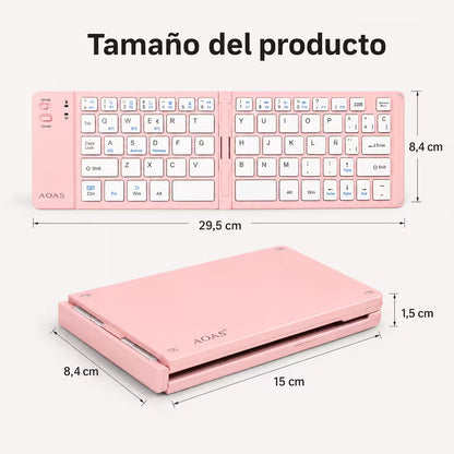 Teclado Plegable Bluetooth AOAS A-1006 Rosado - Inalámbrico Portátil QWERTY