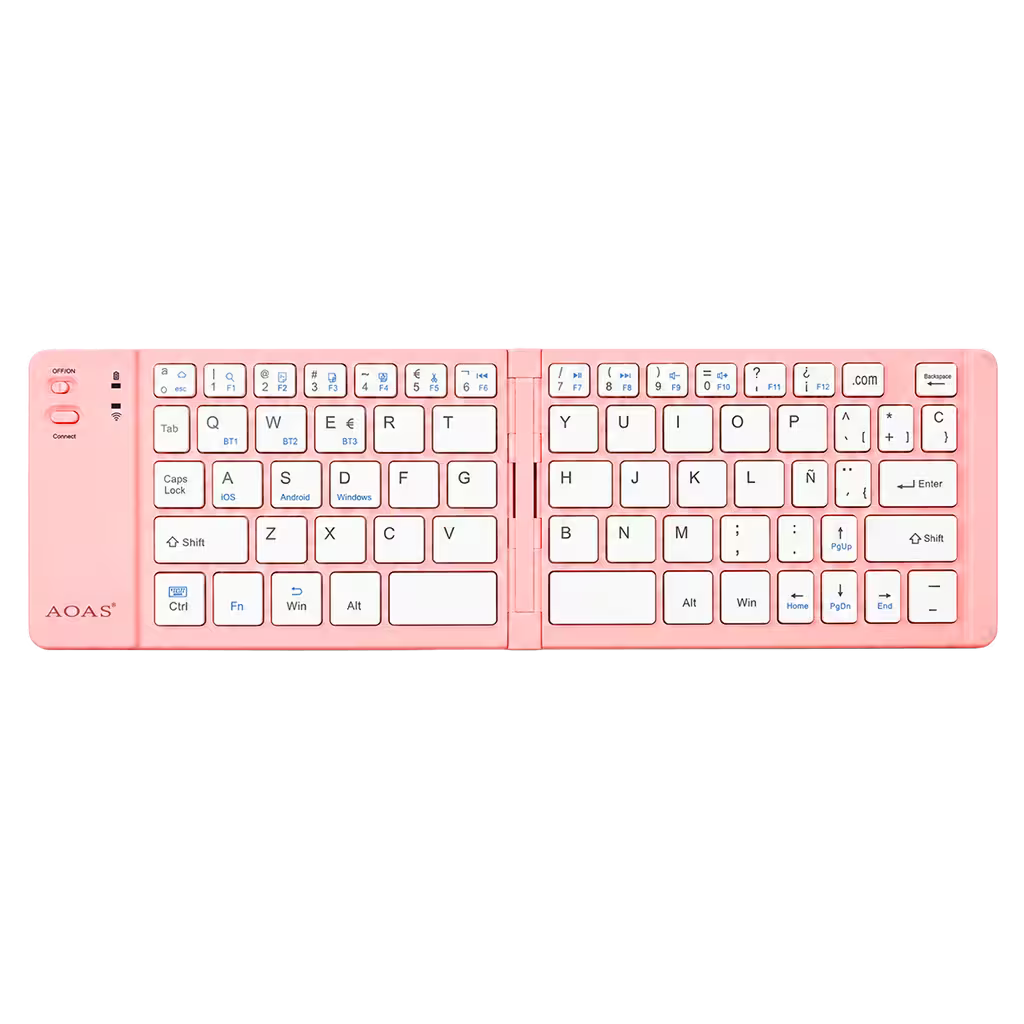 Teclado Plegable Bluetooth AOAS A-1006 Rosado - Inalámbrico Portátil QWERTY