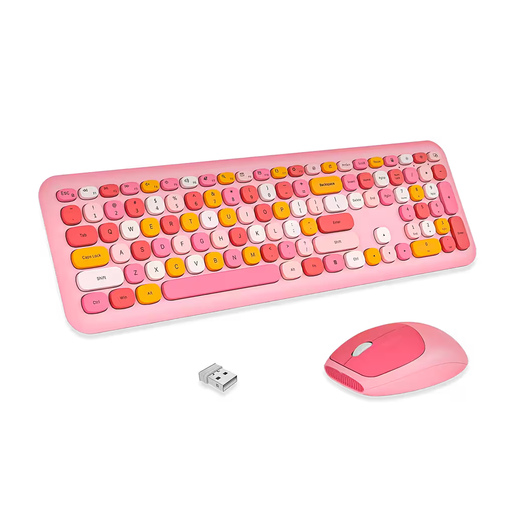 Combo Teclado y Mouse Inalámbrico Silencioso MOFII 0060 — Rosado | 110 Teclas 2.4G 1200 DPI