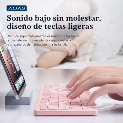 Teclado Plegable Bluetooth AOAS A-1006 Rosado - Inalámbrico Portátil QWERTY