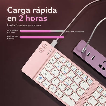 Teclado Plegable Bluetooth AOAS A-1006 Rosado - Inalámbrico Portátil QWERTY