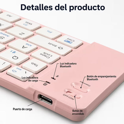 Teclado Plegable Bluetooth AOAS A-1006 Rosado - Inalámbrico Portátil QWERTY