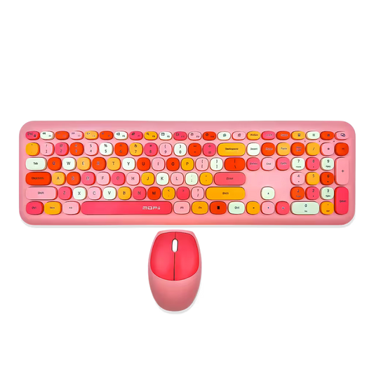 Combo Teclado y Mouse Inalámbrico Silencioso MOFII 0060 — Rosado | 110 Teclas 2.4G 1200 DPI