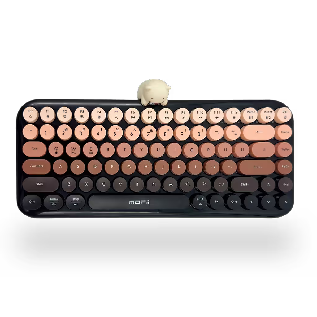 Teclado Inalámbrico Mofii Anni - Degradado Negro | 84 Teclas Redondas | Triple Conexión BT+2.4G | Osito Magnético