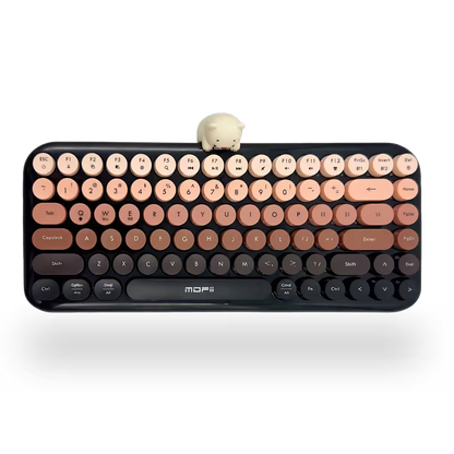 Teclado Inalámbrico Mofii Anni - Degradado Negro | 84 Teclas Redondas | Triple Conexión BT+2.4G | Osito Magnético