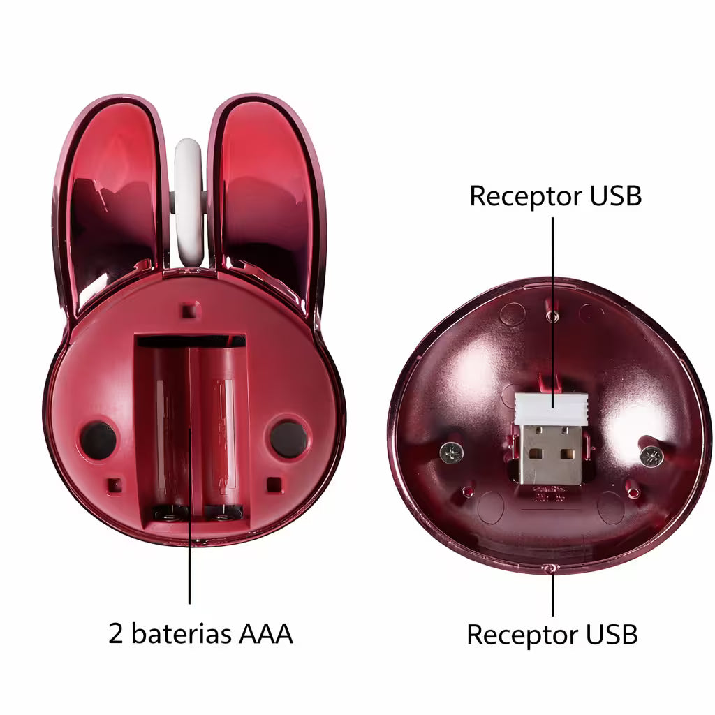 Mouse Inalámbrico Mofii M6 DM - Rosado Metalizado Rabbit Ear | Triple Conexión Bluetooth 2.4G Silencioso