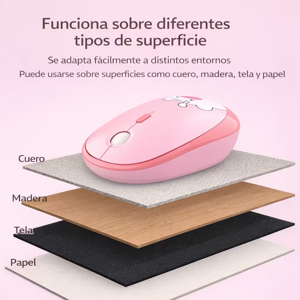 Mouse Inalámbrico Silencioso Geezer M2 - Rosado Diseño Osito | 3 DPI 2.4G 10m | Cute Para Ella