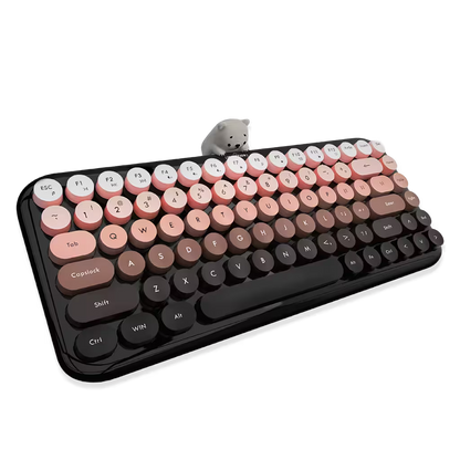 Teclado Inalámbrico Mofii Anni - Degradado Negro | 84 Teclas Redondas | Triple Conexión BT+2.4G | Osito Magnético