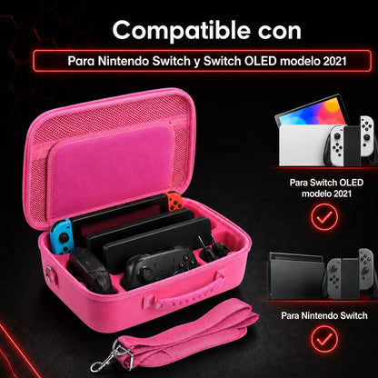 Maleta Viajera Nintendo Switch 1 y OLED – Diseño Anime Rosa | EVA Rígida