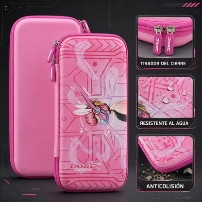 Estuche Rígido Nintendo Switch 1 y OLED – Diseño Rosa Anime | 10 Cartuchos | Bolsillo Malla | Para Ellas