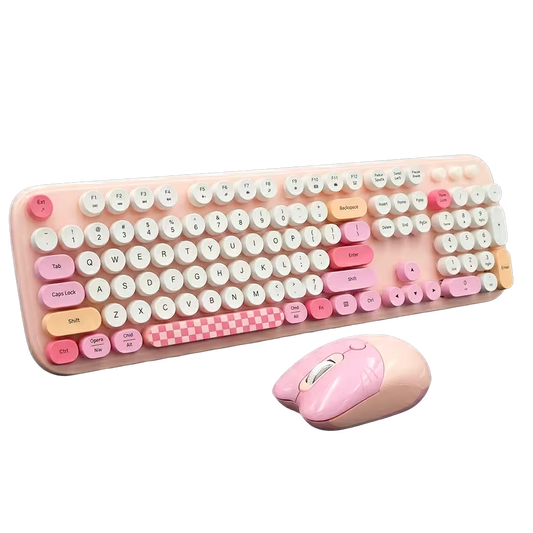 Combo Teclado y Mouse Inalámbrico Geezer Zero - Rosado - vista 2 combo teclado mouse