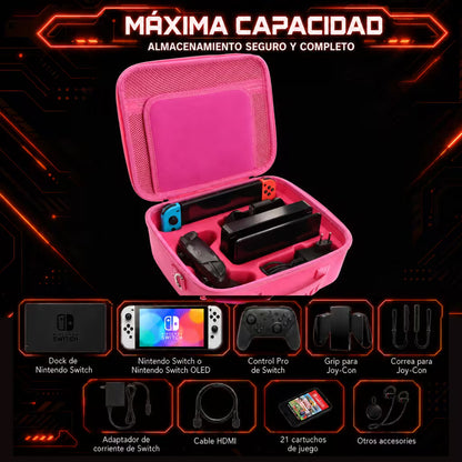 Maleta Viajera Nintendo Switch 1 y OLED – Diseño Anime Rosa | EVA Rígida